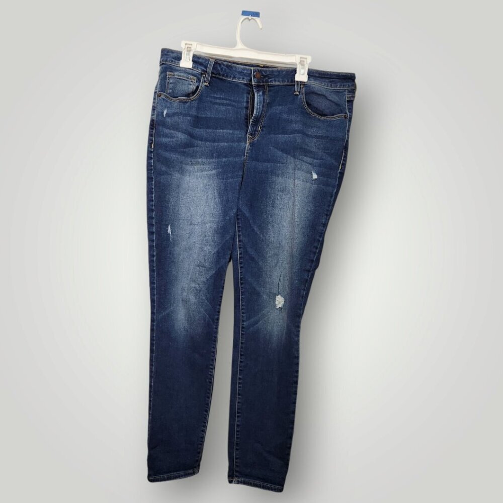 Old Navy Stretchy Slim Fit Jeans, Distressed Denim, Plus Size 16